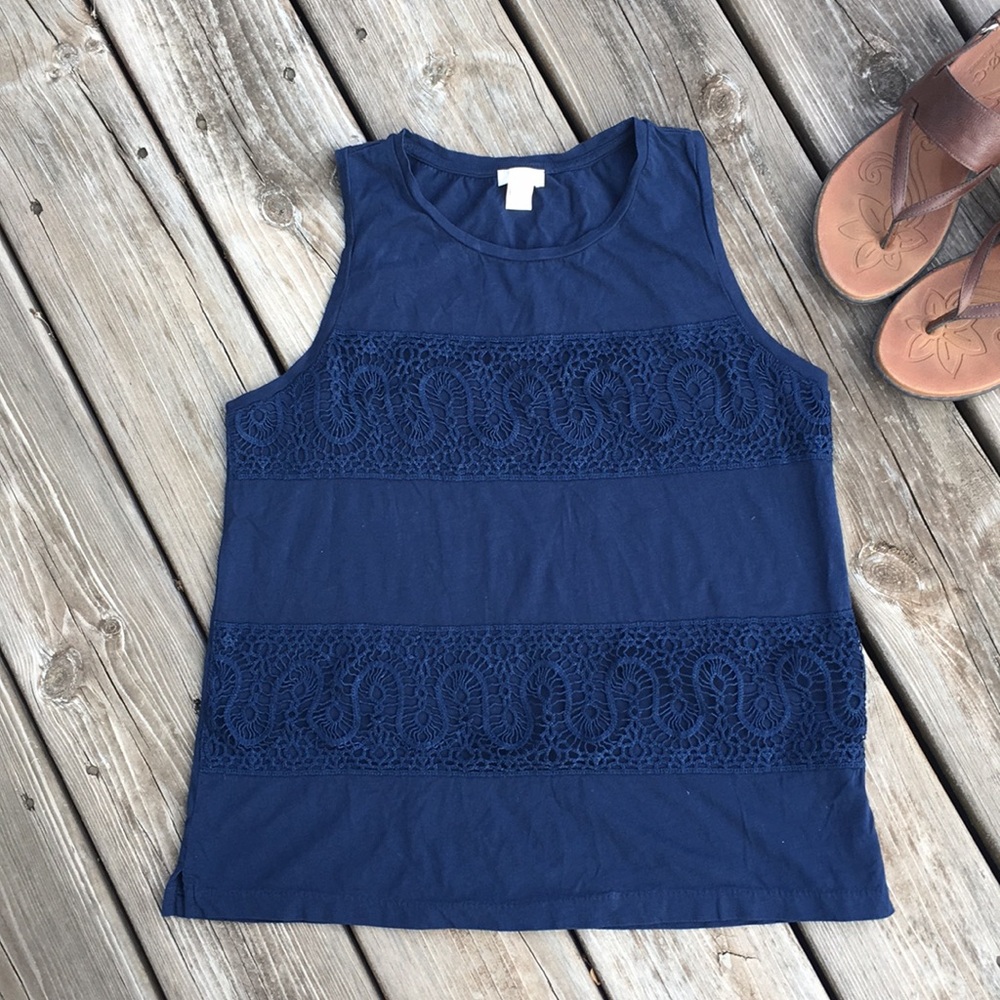 J Crew lace front blue tank